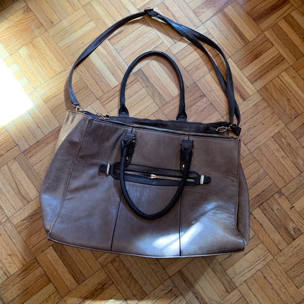 Vintage Aldo Brown Large Side Duffel Bag Purse Duffle Long and Short Straps